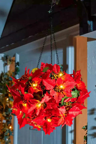 Shine Poinsettia Holiday Decor  Crimson Glow