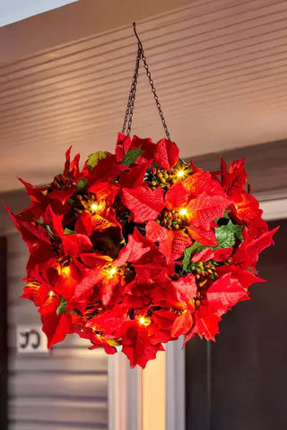 Shine Poinsettia Holiday Decor  Crimson Glow