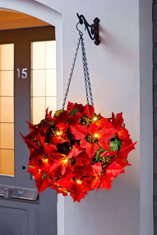 Shine Poinsettia Holiday Decor  Crimson Glow