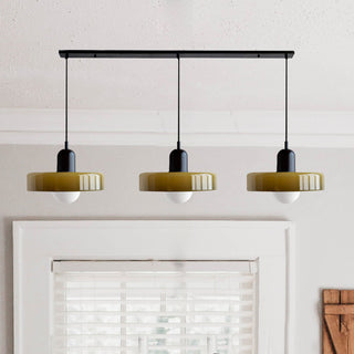 Colored Glass Pendant Light, Three-Headed Design