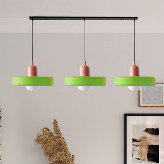 Colored Glass Pendant Light, Three-Headed Design