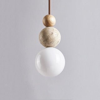 Contemporary Minimalist Travertine Pendant Light