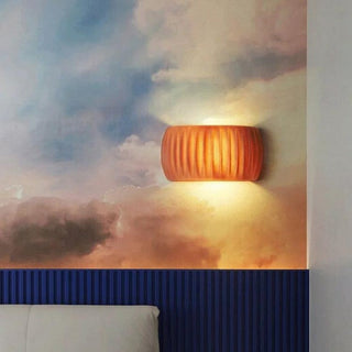 Contemporary Art Deco Resin Ribbed Wall Sconce, Stylish Design