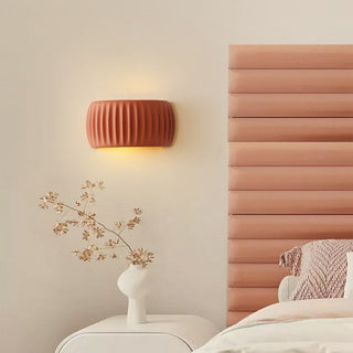 Contemporary Art Deco Resin Ribbed Wall Sconce, Stylish Design