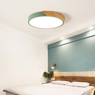 Nordic Circular Ceiling Light, Wooden Design