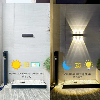 Solar Outdoor Wall Lights, Adjustable Brightness