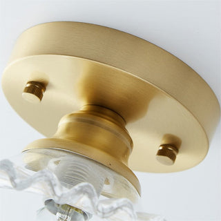 Vintage Clear Glass Petal-Shaped Ceiling Lamp, Ribbed Design