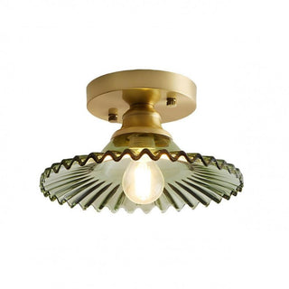 Vintage Clear Glass Petal-Shaped Ceiling Lamp, Ribbed Design