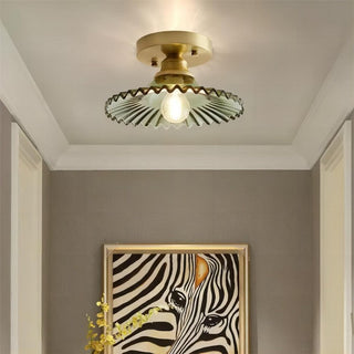 Vintage Clear Glass Petal-Shaped Ceiling Lamp, Ribbed Design