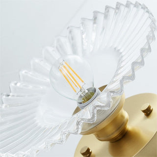 Vintage Clear Glass Petal-Shaped Ceiling Lamp, Ribbed Design
