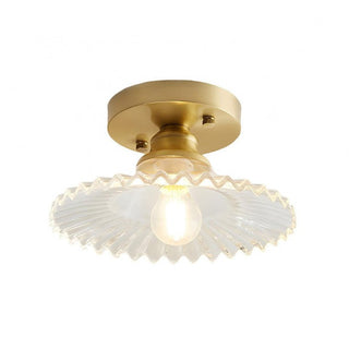 Vintage Clear Glass Petal-Shaped Ceiling Lamp, Ribbed Design