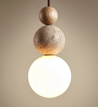 Contemporary Minimalist Travertine Pendant Light