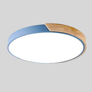 Nordic Circular Ceiling Light, Wooden Design