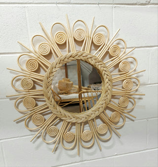 Rattan Flower Mirror