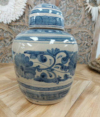 Blue Ceramic Handmade Vintage Jar