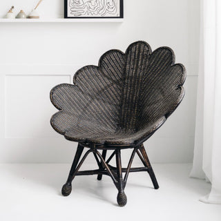 Woven Rattan Flower Chair - Bohemian Wicker Petal