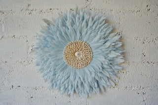 Light Blue Wall Decor Feather & Shell - Deco Wall hanging JUJU HATS