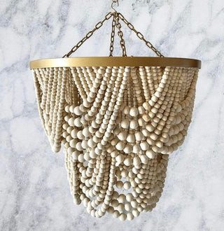 Sofia Beaded  Natural Pendal Rouded Lamp