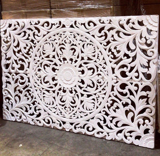 Rectangle White Panel Handcrafted Teak Muraya