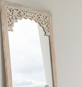 Washed white Morocco Stand Mirror