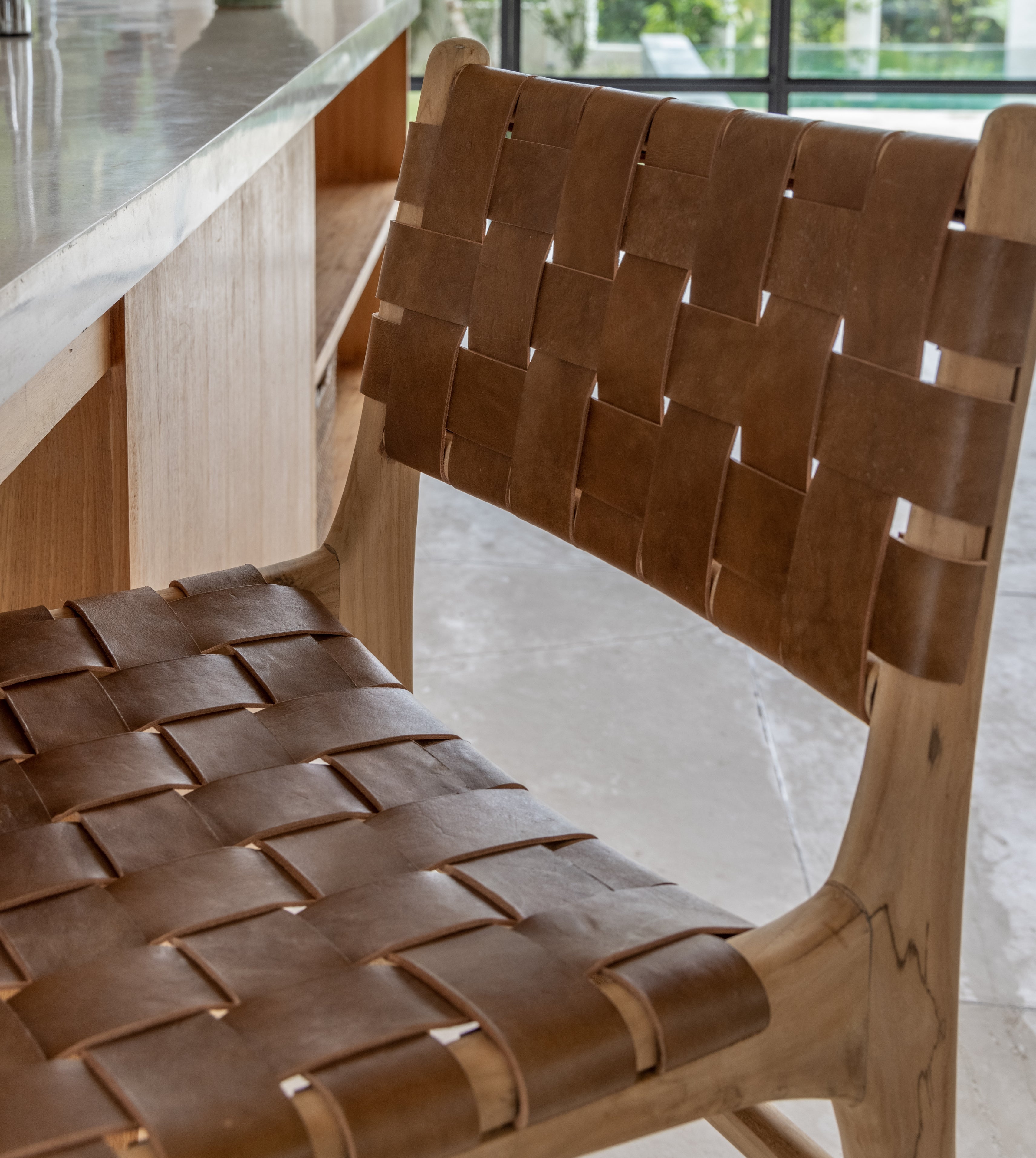 本革スツール～Woven leather stool～ EddieStool-Brown1_020c3afd-