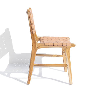 Woven leather dining chair Eddie