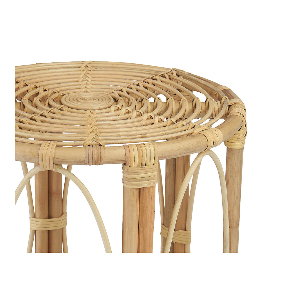 Rattan Tall Side Table Yasmine – Natural Woven Accent – Casachicstore