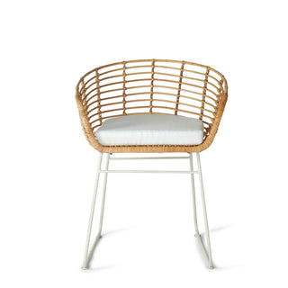 Dining Chair with Curved Metal Base in washed white