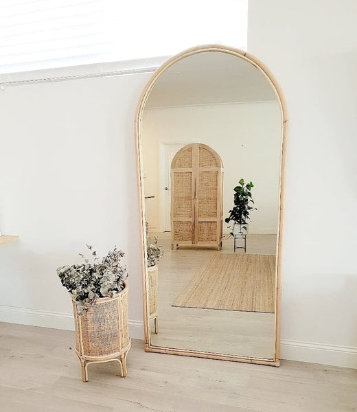 Rattan Arched Mirror Casachicstore